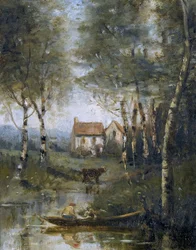La rivière en bateau et la maison